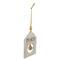 Rustic Wooden "Peace" with Bell Christmas Tag Ornament - 8" - Gold and White